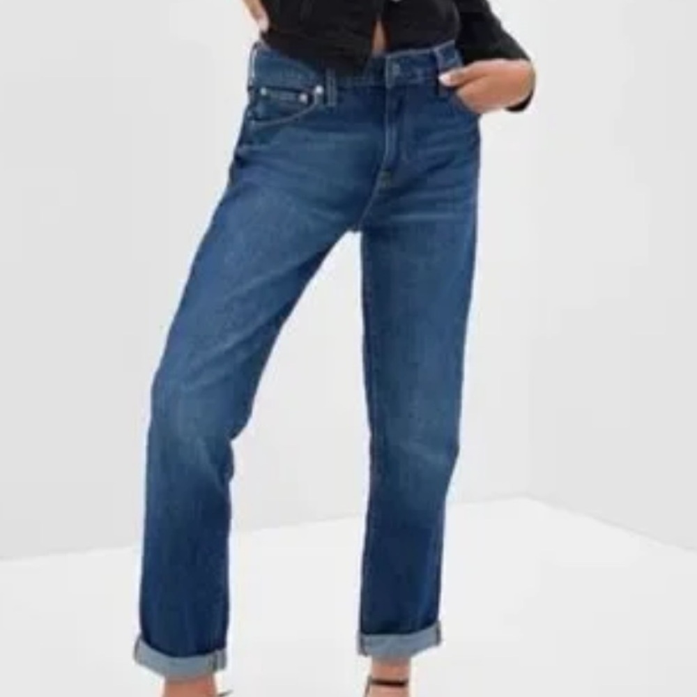Gap Women 27R Dark Indigo Denim Casual Relaxed Mid Rise Sexy Boyfriend Jeans
